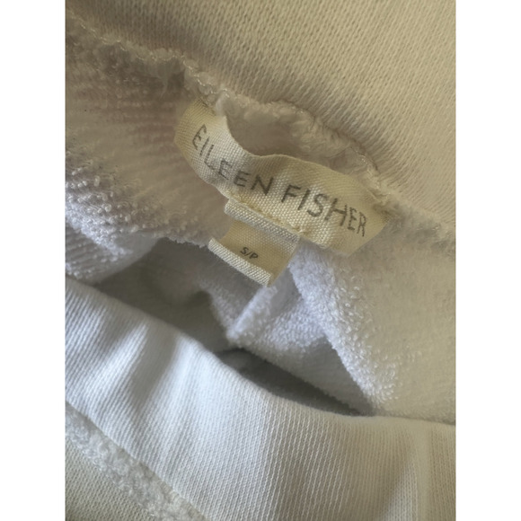 Eileen Fisher Lightweight Organic Cotton Terry Pant Easy Fit Crop Ankle White S - Picture 8 of 14